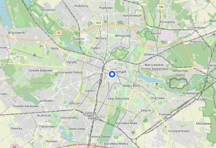 Mapa Poznania — obszar dzialania STKSerwis